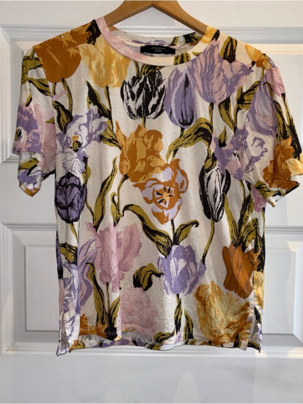 Weekend Max Mara S floral print jersey t-shirt  Ondina Print Fantasia  PTP 18